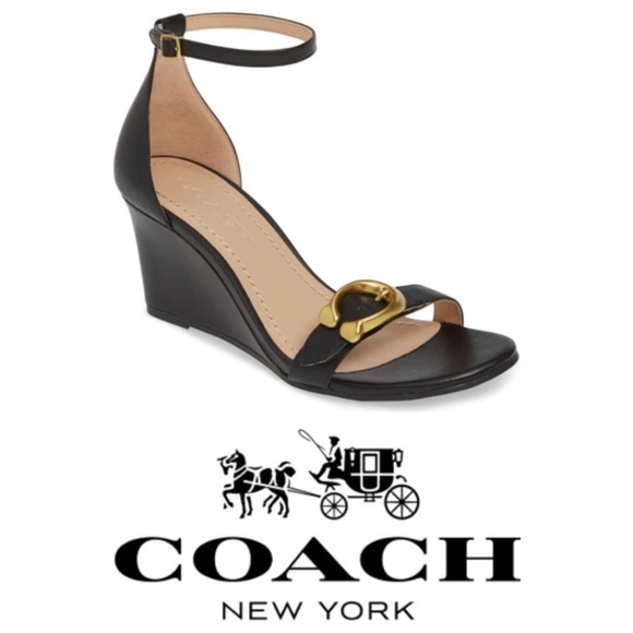 Coach Shoes - Coach Black Odetta Wedge Ankle Strap Sandal sz 10